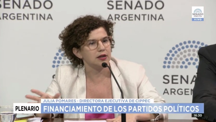 Julia Pomares (CIPPEC) en el Plenario del Senado de la Nación Argentina sobre el financiamiento de los partidos políticos