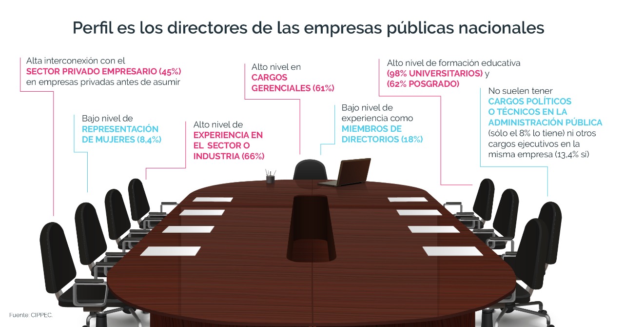 Gráfico explicativo sobre el perfil de los directores de las empresas públicas nacionales